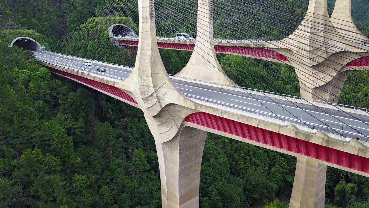 پل ژاپنی که به خاطر برج هایش معروف است(عکس)