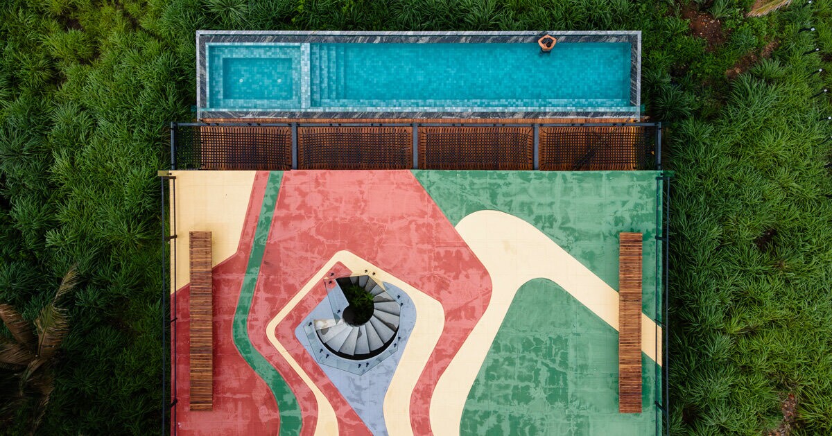گروه معماری fb+mp با استفاده از کاشی های رنگارنگ به محوطه استخر خانه بزریلی نقش و نگار اضافه می کند!