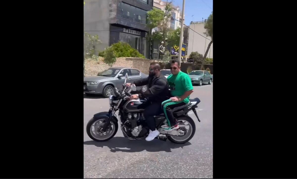 دور دور هادی چوپان با موتور سنگین در شهر (فیلم)