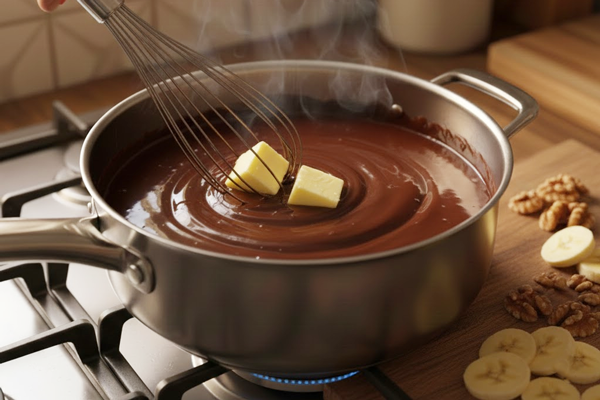 کیک یخچالی با موز و گردو