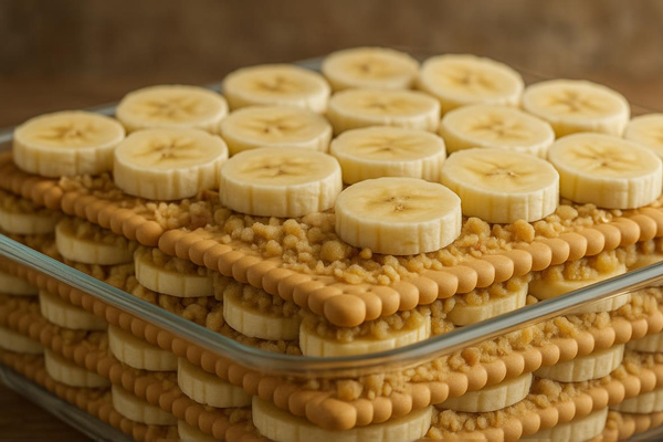 کیک یخچالی با موز و گردو