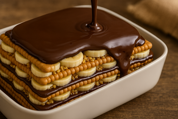 کیک یخچالی با موز و گردو