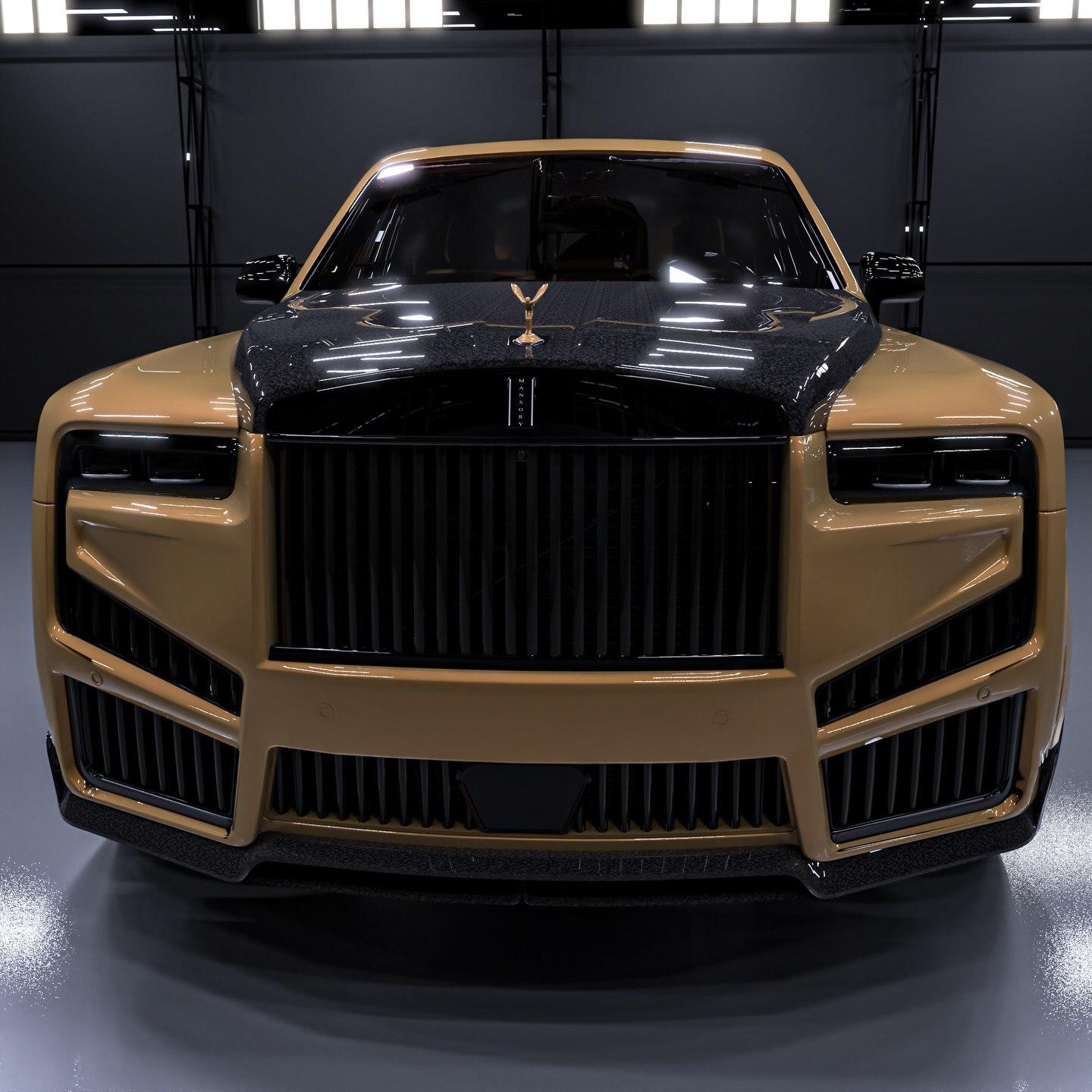 نمای جانبی رولز رویس کالینان ۲۰۲۶ سفارشی با رنگ‌آمیزی طرح ویرجیل ابلو و رینگ‌های ۲۶ اینچی GMST.