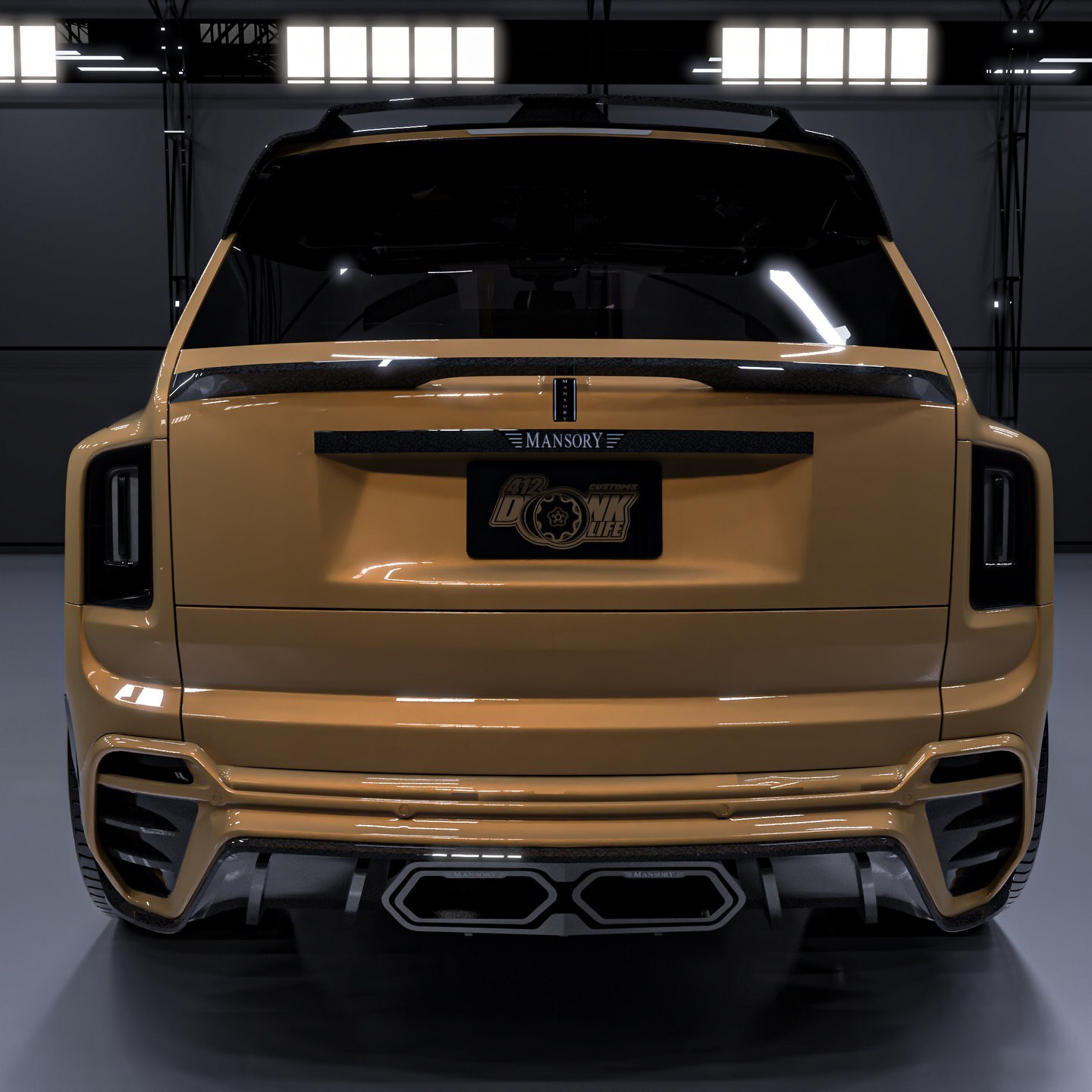 نمای جانبی رولز رویس کالینان ۲۰۲۶ سفارشی با رنگ‌آمیزی طرح ویرجیل ابلو و رینگ‌های ۲۶ اینچی GMST.