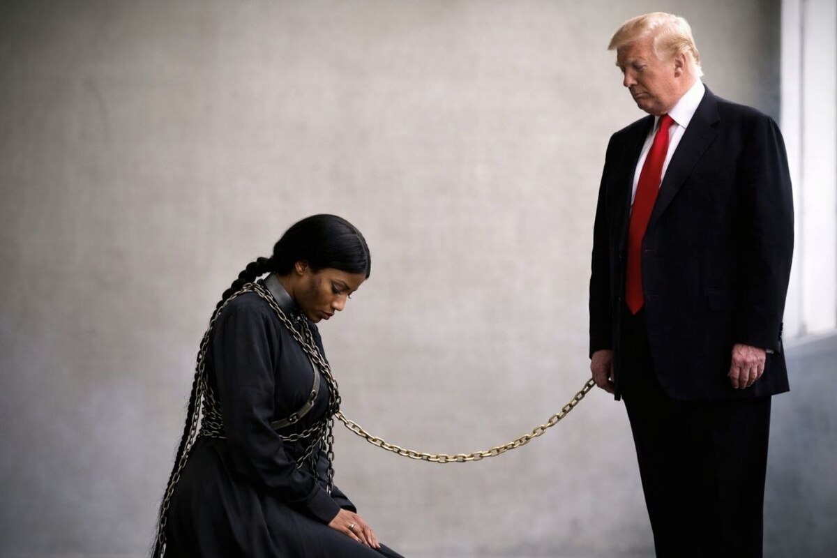 از زنجیر جانگو تا کارت طلایی نیکی میناژ ؛ بازتولید برده‌داری به سبک ترامپ