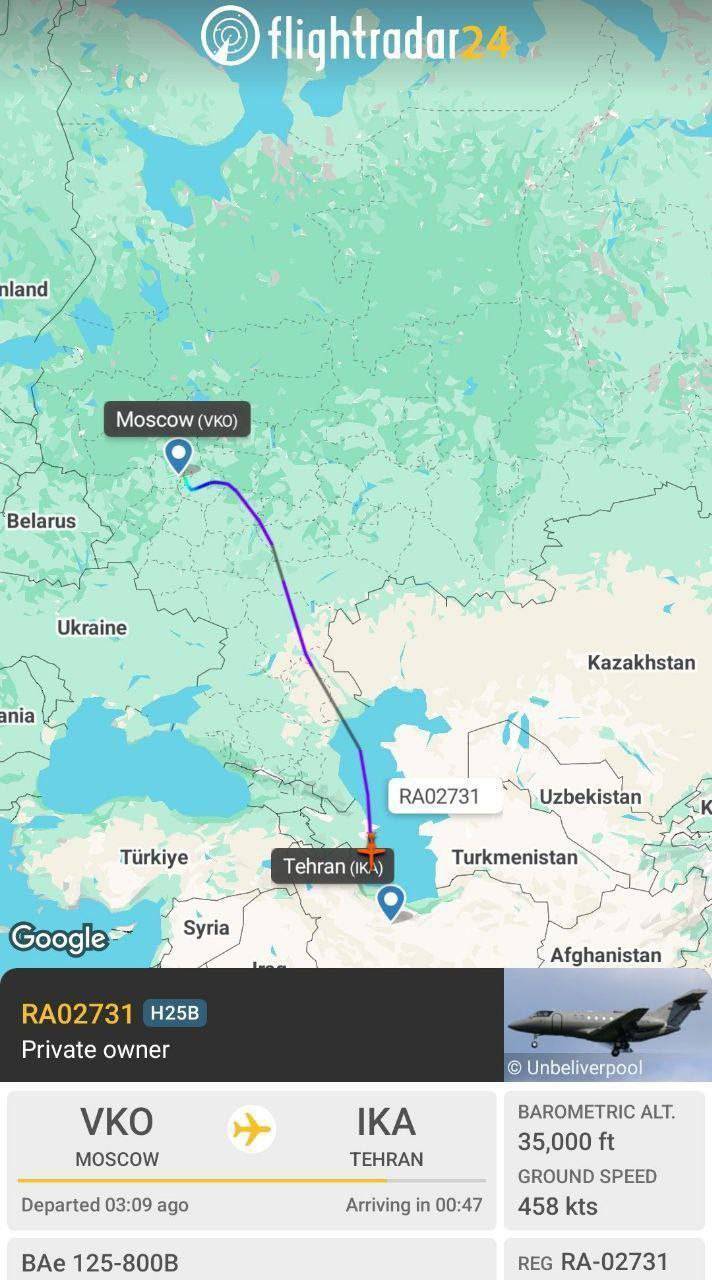 یک هواپیمای جت مسافری کوچک روسی در تهران است