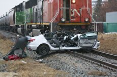 لحظه برخورد مرگبار قطار با یک خودرو در آلمان
