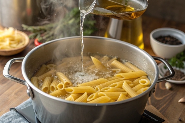 پاستا پنه با مرغ و قارچ