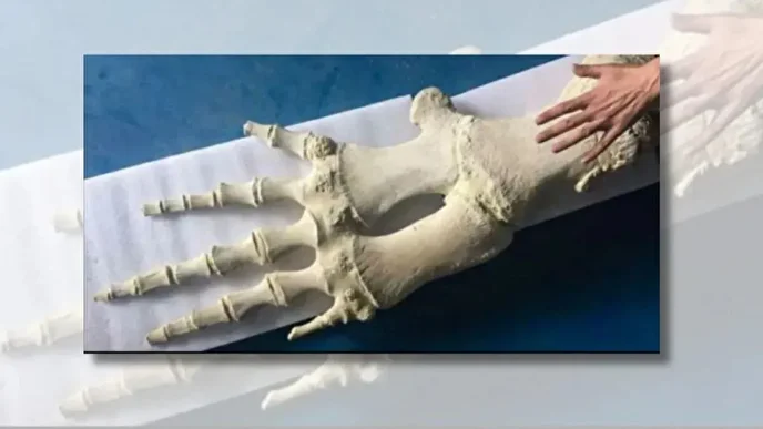 شباهت استخوان باله نهنگ به انگشتان دست انسان
