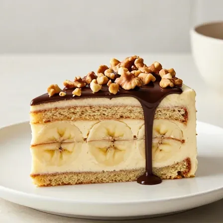 کیک یخچالی موز و گردو