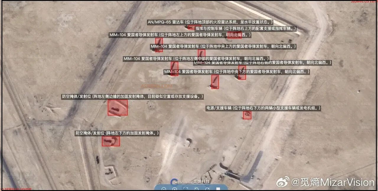 تصویر ماهواره ای از سامانه‌های موشکی پاترویت آمریکا در قطر