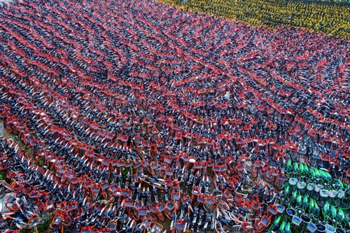 تصاویر هوایی از مزرعه‌های دوچرخه‌ در چین