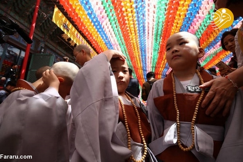 مراسم آماده سازی کودکان برای راهب شدن+تصاویر