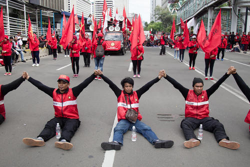 تظاهرات کارگران اندونزیایی در روز جهانی کارگر/ جاکارتا/ SOPA