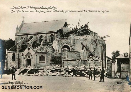 جبهه غربی: یک کلیسا در نزدیکی شهر رنس به طور کامل توسط آتش توپخانه فرانسه نابود شد