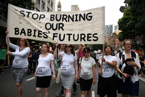 تظاهرات زنان باردار در شهر سیدنی استرالیا علیه تغییرات اقلیمی/ رویترز