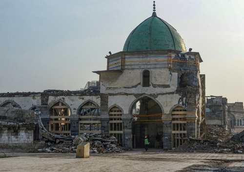آغاز کار بازسازی مسجد جامع نوری در شهر موصل عراق/ خبرگزاری فرانسه
