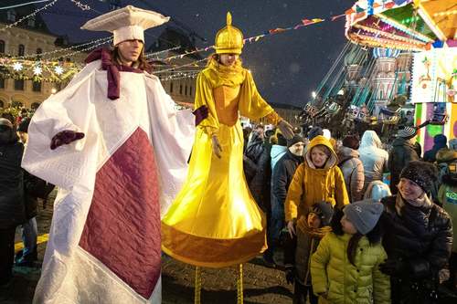 جشن‌های شبانه پایان سال در میدان سرخ مسکو/ ایتارتاس