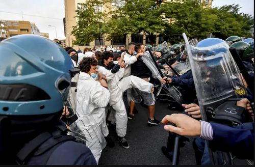 درگیری معترضان به تغییرات اقلیمی با پلیس در شهر میلان ایتالیا/ آسوشیتدپرس