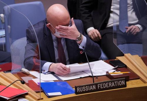 نماینده روسیه در سازمان ملل در نشست ویژه شورای امنیت ملل متحد درباره بحران اوکراین/ رویترز