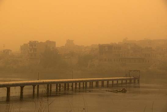 گردوغبار شدید و غلیظ در شهر موصل در شمال عراق/ خبرگزاری فرانسه