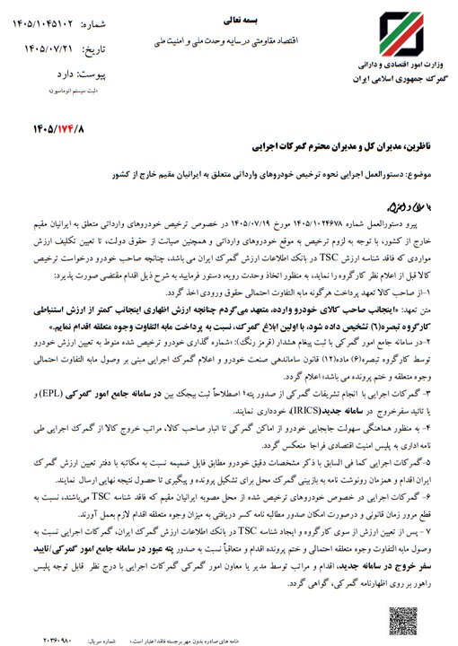 ۷ شرط گمرک برای ترخیص خودروهای ایرانیان مقیم خارج