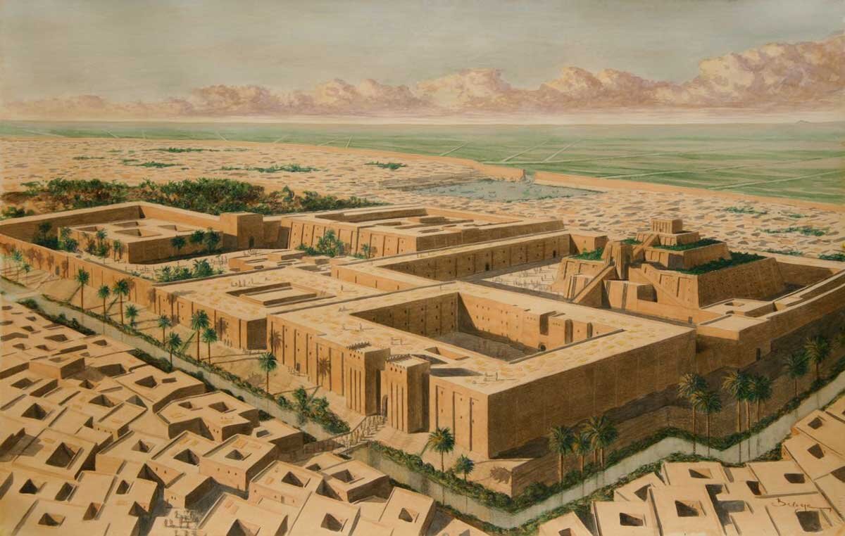 تصویر هنری از یک شهر سومری، برگرفته از سفارت جمهوری عراق