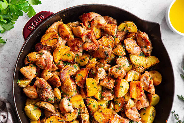 مرغ و سیب‌زمینی تنوری