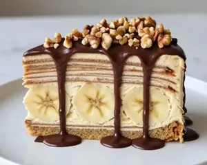 طرز تهیه کیک یخچالی موز و گردو ؛ فوری و بی‌دردسر