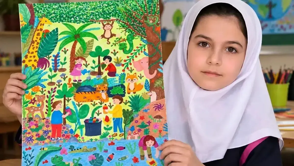 دختر ۱۰ ساله خوزستانی برنده جایزه ویژه یونیسف در مسابقه جهانی نقاشی شد