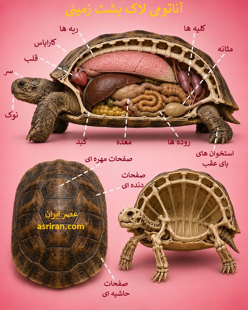 اینفوگرافیک آناتومی لاک پشت زمینی