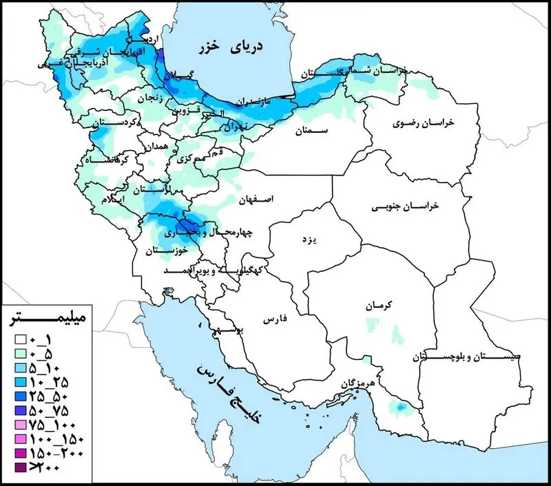 نقشه بارش‌های کشور؛ ورود سامانه بارشی به ۱۶ استان ایران