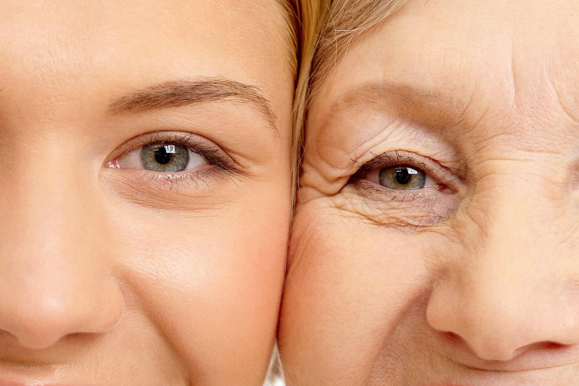 چهره یک زن جوان در کنار چهره یک زن مسن