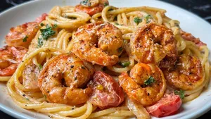 طرز تهیه پاستا میگو با سس خامه‌ای کره و سیر؛ خوشمزه و رستورانی در خانه